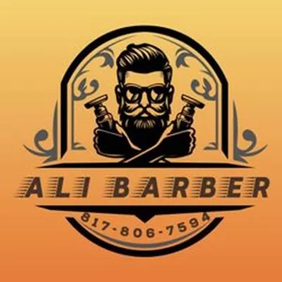 ALI BARBER inside ABOVE ALL BARBER SHOP logo